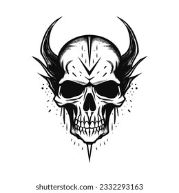 Black and white artistic skull logo. Can be used as tattoo.