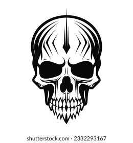 Black and white artistic skull logo. Can be used as tattoo.