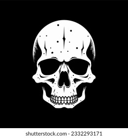 Black and white artistic skull logo. Can be used as tattoo.