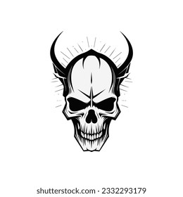 Black and white artistic skull logo. Can be used as tattoo.