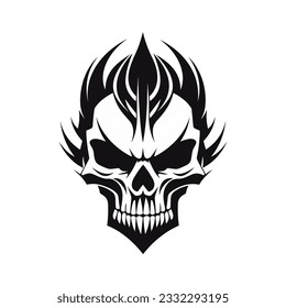 Black and white artistic skull logo. Can be used as tattoo.