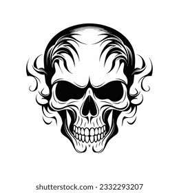 Black and white artistic skull logo. Can be used as tattoo.