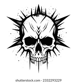 Black and white artistic skull logo. Can be used as tattoo.