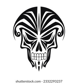 Black and white artistic skull logo. Can be used as tattoo.