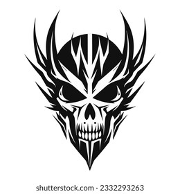Black and white artistic skull logo. Can be used as tattoo.
