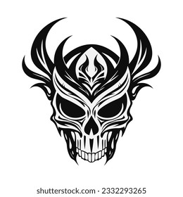 Black and white artistic skull logo. Can be used as tattoo.