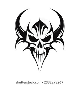 Black and white artistic skull logo. Can be used as tattoo.