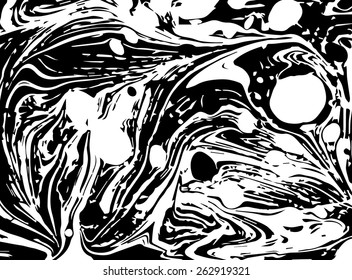 black and white artwork ebru texture, exotic abstract background 