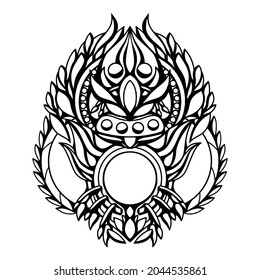 Black And White Artwork Illustration Of Blue Water Monster Vector