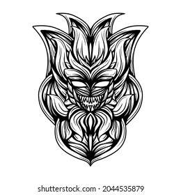 Ilustración De Pintura En Blanco Y Negro Del Vector De Comedor De Pecado