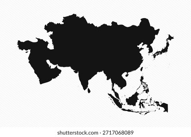 Mapa sencillo de Asia en blanco y negro