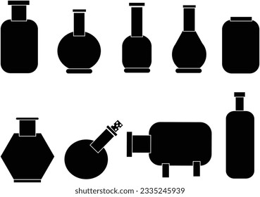 Black and White assorted bottle type group icon set