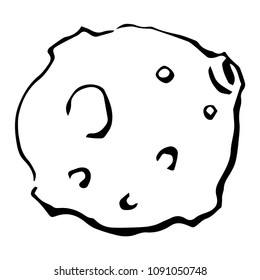Black and white asteroid drawing. Vector graphic.