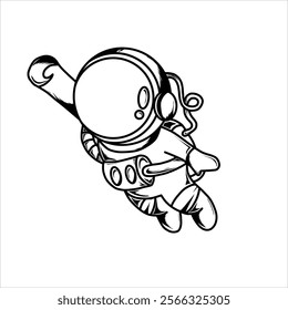 black and white astronaut aset icon
