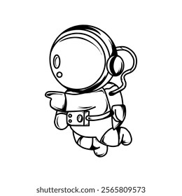 black and white astronaut asset icon
