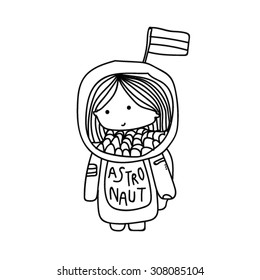 Black White Astronaut Cartoon