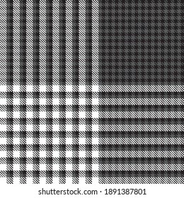 Black and White Asymmetric Plaid textured seamless pattern suitable for fashion textiles and graphics