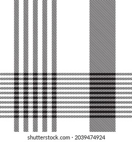 Black and White Asymmetric Plaid textured seamless pattern suitable for fashion textiles and graphics