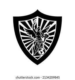 black and white athens shield vector 
