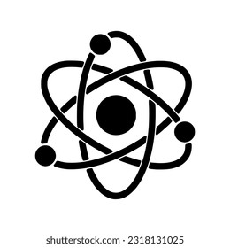 Icono de átomo blanco y negro