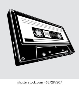 Black and white audio cassette