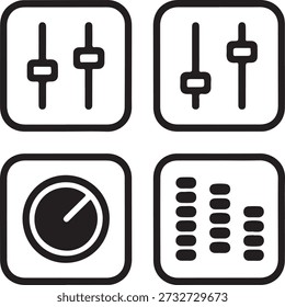 Black and white of audio mixer controls and equalizer music sound volume