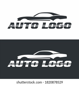 Schwarz-Weiß-Autologo. Stilsilhouette