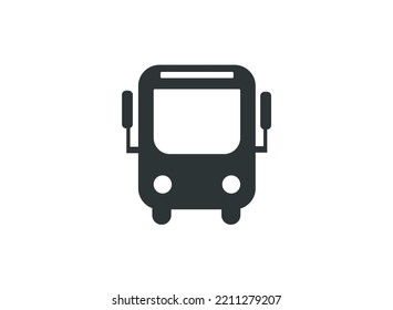 Black and white autobus icon. Flat design vector. 