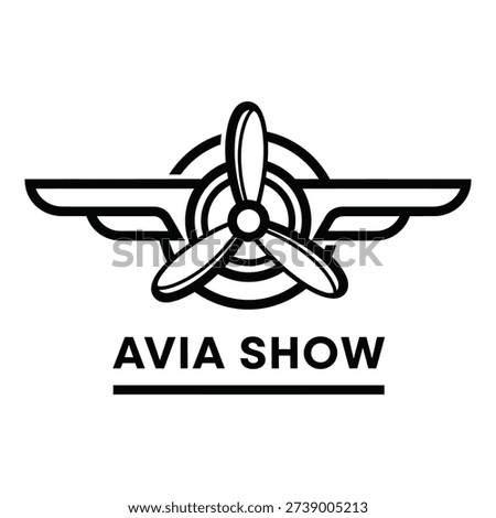 Black and white Avia Show logo with propeller and wings icon