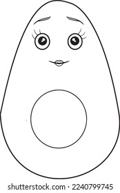black and white avocado coloring page for kids 