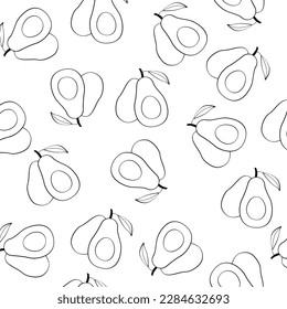 Black and white avocado fruit vector background
