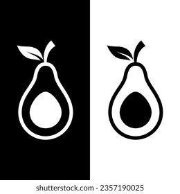 icono de aguacate en blanco y negro