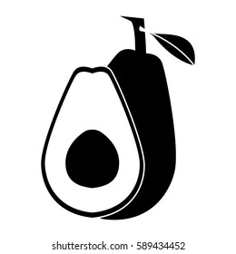 Black or white avocado icon. Black avocado.