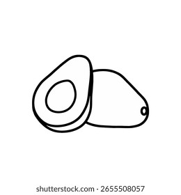 Icono de aguacate blanco y negro en el fondo blanco. Adecuado para el Diseño gráfico de elementos. Ilustración vectorial