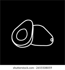 Schwarz-weißes Avocado-Symbol auf weißem Hintergrund. Geeignet für die Elementgrafik. Vektorgrafik