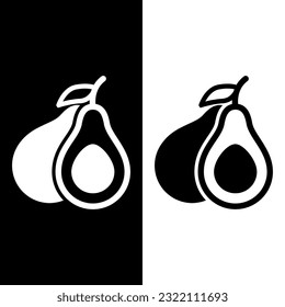 black and white avocado icon vector logo template