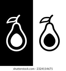 black and white avocado icon vector logo template