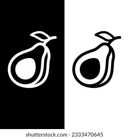 black and white avocado icon vector logo template