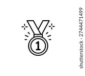 Black and white award medal vector illustration with first place medal award icon for winners and achievements