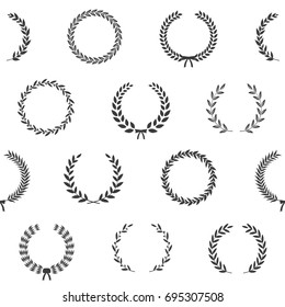 Black and white award wreaths. Seamless pattern. Vector illustration.