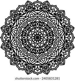 Black and White awesome mandala icon and illustrator