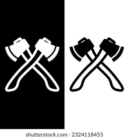 black and white axe icon vector logo template