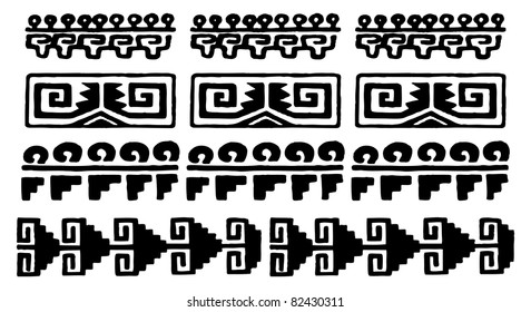 black and white aztec glyphs from mexico