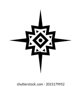 Black and white Aztec icon. Set ethnic ornaments. Tribal design icon. Vector illustration.