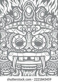 Black white aztec totem vintage mandala illustration