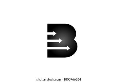 black and white B letter icon logo with arrow. Alphabet for company and business design 