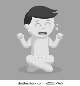 black and white baby boy crying illustration design black and white style