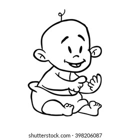 black and white baby cartoon illustration