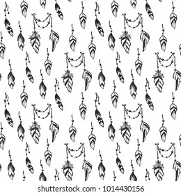 Black and white baby seamless patterns, monochrome illustrations. Scandinavian style. 