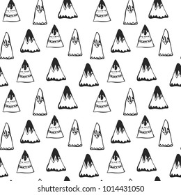 Black and white baby seamless patterns, monochrome illustrations. Scandinavian style. 